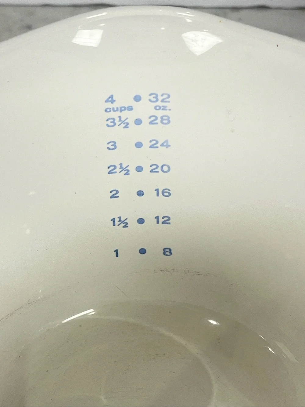 Corning Ware blue coneflower sauce maker with Blue Volume Markings